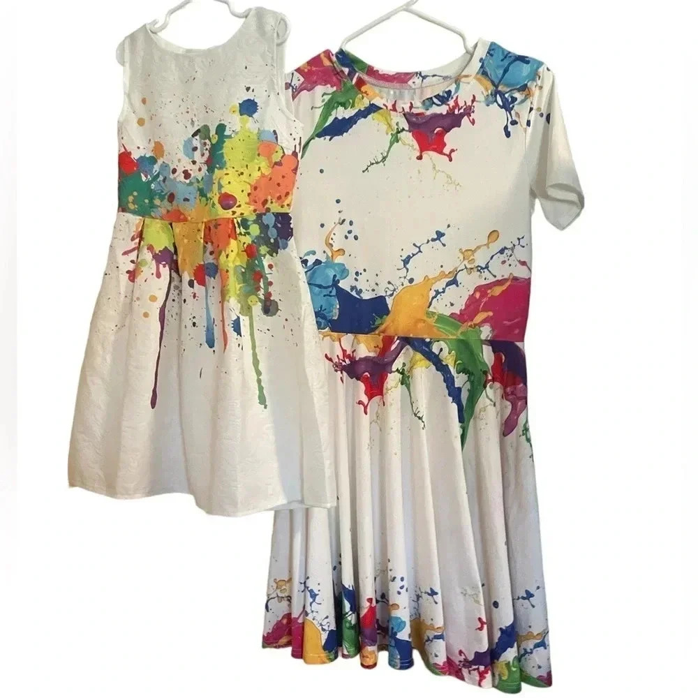 Unbranded Mommy & Me Paint Party Matching Dresses 🎨